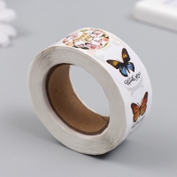 Наклейка бумага "Бабочки. Спасибо" d=2,5 см 500 шт в рулоне Наклейка бумага "Бабочки. Спасибо" d=2,5 см 500 шт в рулоне