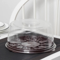 Тортовница пластиковая одноразовая с крышкой УТ-77, 22,5&times;10,7 см, внутренний 19&times;9,3 см, цвет прозрачный, коричневый
