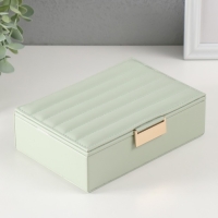 Шкатулка кожзам для украшений "Стёганная. Полоски" серо-зелёная 13х18х5,2 см Шкатулка кожзам для украшений "Стёганная. Полоски" серо-зелёная 13х18х5,2 см