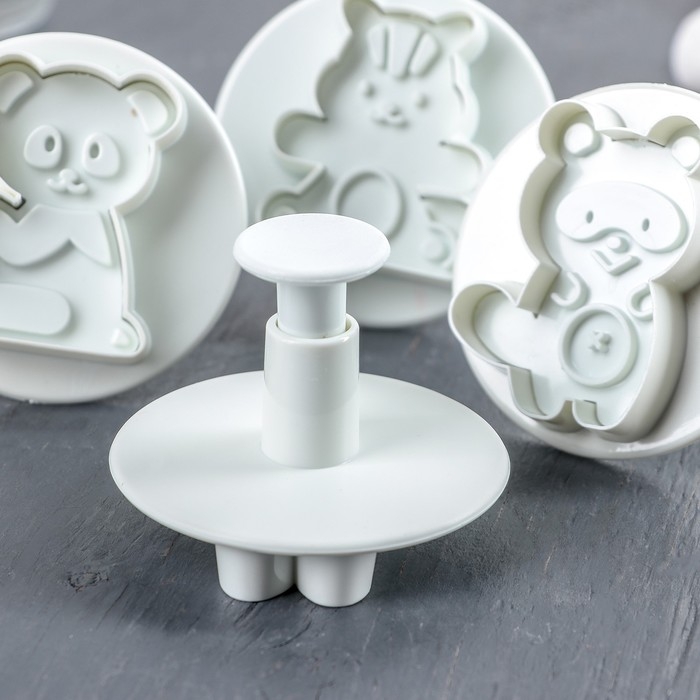 Набор плунжеров кондитерских Доляна &laquo;Мягкая игрушка&raquo;, 4 шт, цвет МИКС