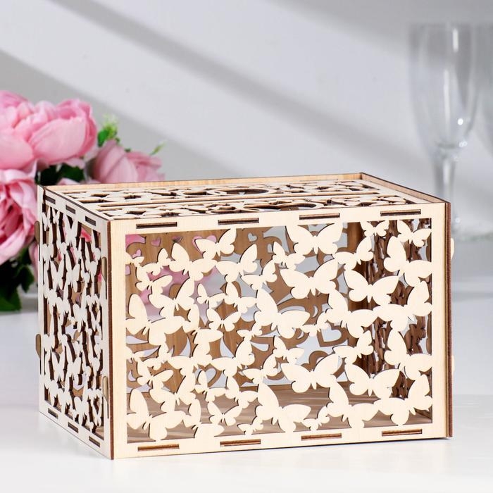 Свадебный банк "Голуби", дерево, сборный, 24х19,5х16 см