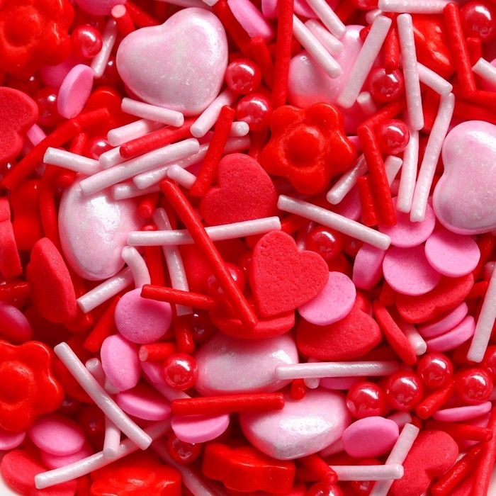 Посыпка кондитерская фигурная «Сердечки»: красная, розовая, 25 г. Посыпка кондитерская фигурная «Сердечки»: красная, розовая, 25 г.