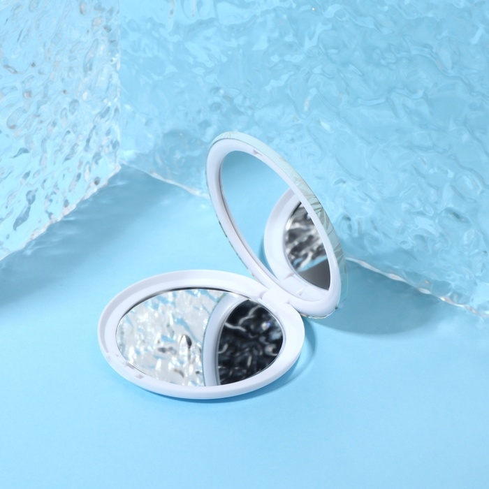 Зеркало складное &laquo;Цветы&raquo;, d = 7,5 см, цвет голубой