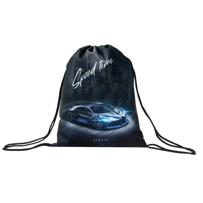 Мешок для обуви 430 х 340 мм, Stavia (плотность 600D с водоотталкивающей ПУ-пропиткой) Мешок для обуви 430 х 340 мм, Stavia (плотность 600D с водоотталкивающей ПУ-пропиткой) "Машина", чёрный/голубой