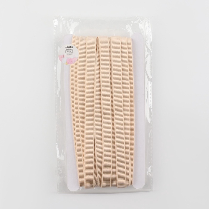 Резинка бельевая, в рубчик, 10 мм, 10 ± 1 м, цвет бежевый Резинка бельевая, в рубчик, 10 мм, 10 ± 1 м, цвет бежевый