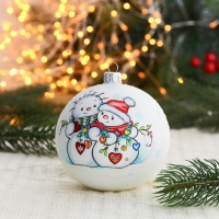 Ёлочный шар d-10 см "Снеговички"