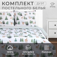 Постельное бельё &laquo;Этель&raquo; дуэт &laquo;Однажды в лесу&raquo; 143х215 см 2 шт,220х240 см,70х70 см 2 шт, поплин