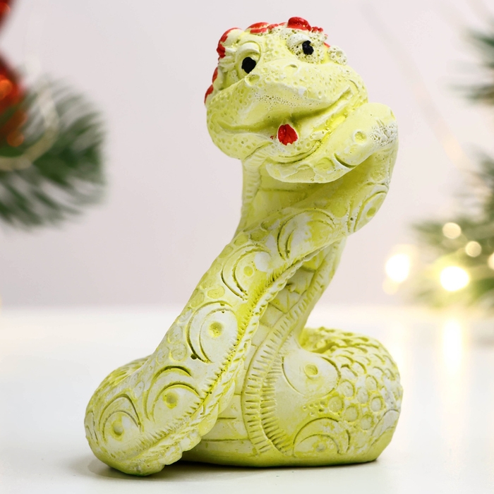 Новый год. Символ 2025. Фигура "Змея Галатея" лимонная, 7х5см