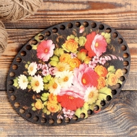 Заготовка для вязания "Овал параллельный Жостовская роспись №1" размер 20×15 см Заготовка для вязания "Овал параллельный Жостовская роспись №1" размер 20×15 см