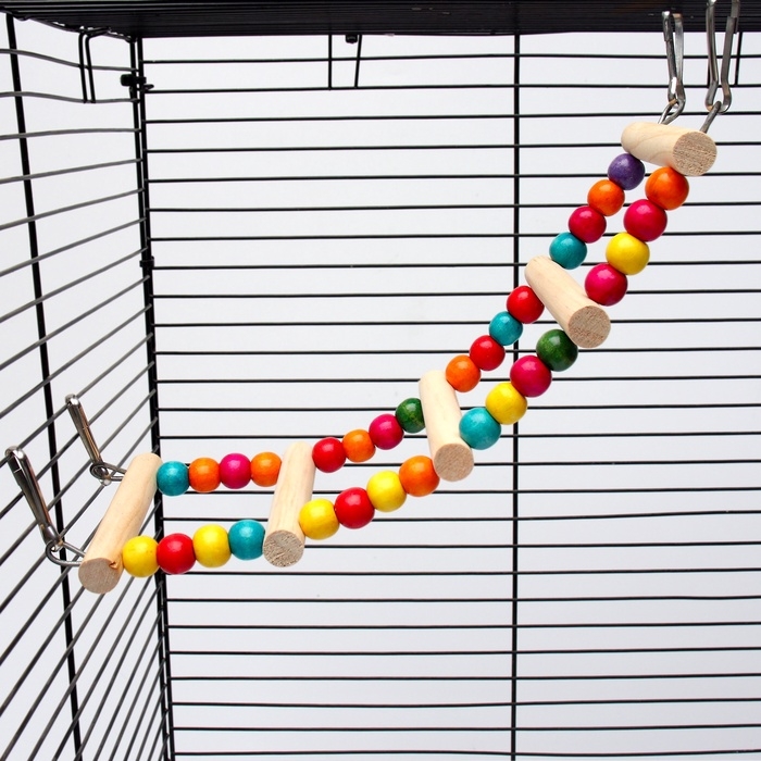 Игрушка для птиц Игрушка для птиц "Лесенка с бусинами", 5 ступеней, 35 см, микс цветов