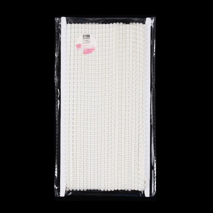 Жемчуг на нитях, с голографией, плоский, 4,5 мм, 9 &plusmn; 1 м, цвет белый