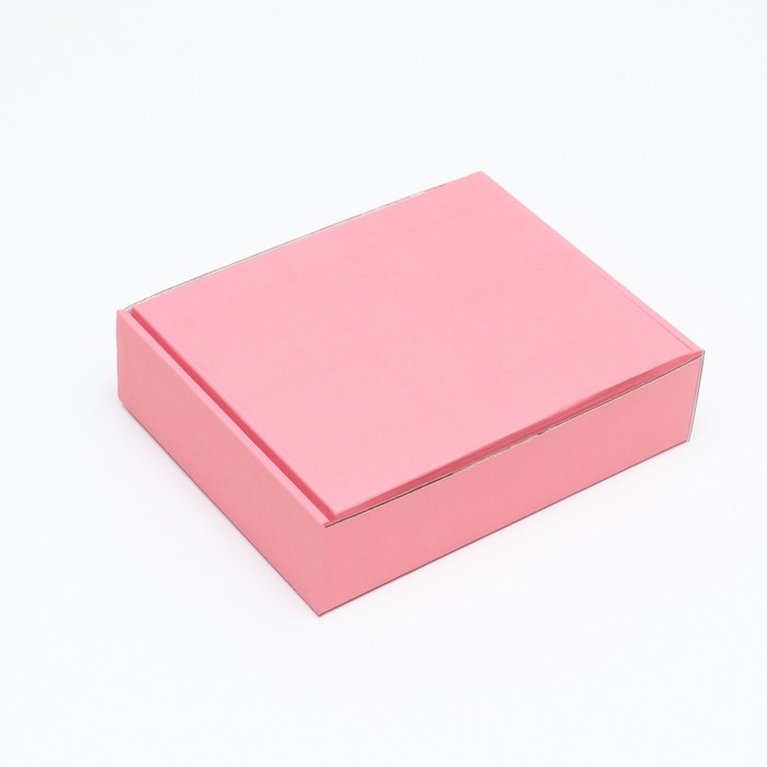 Коробка сборная без печати крышка-дно красная с окном 18 х 15 х 5 см