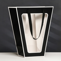 Пакет-переноска для цветов 18 × 14 × 35 х 28 см, черный с каймой Пакет-переноска для цветов 18 × 14 × 35 х 28 см, черный с каймой