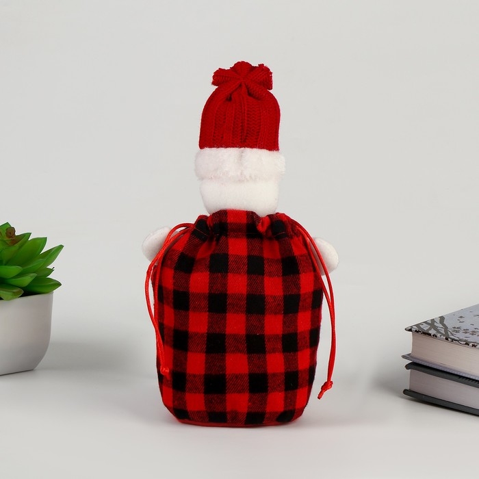 Новый год! Мешок для подарков &laquo;Снеговик&raquo; в клетку