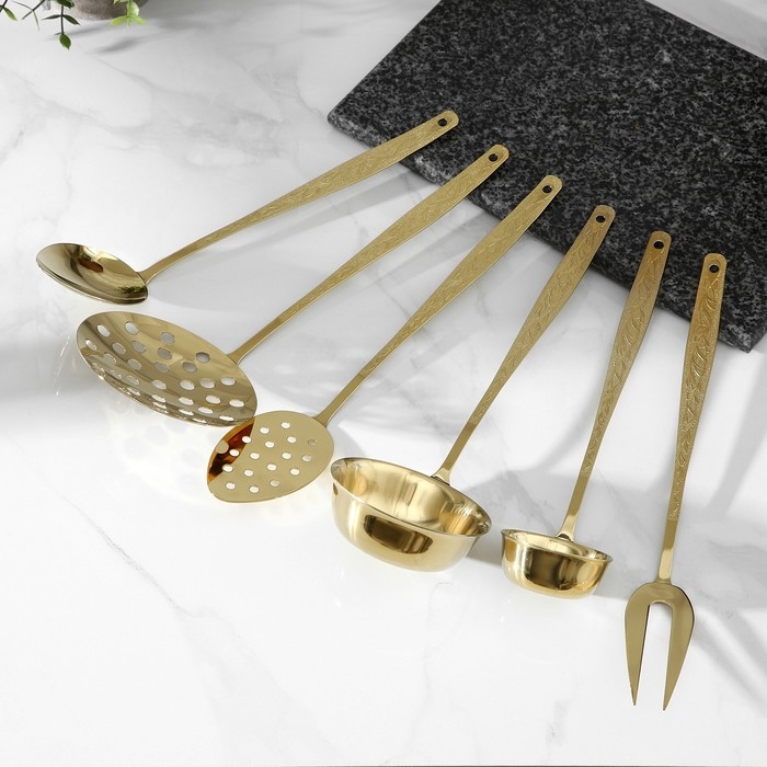 Набор кухонный с декоративным покрытием &laquo;Уралочка&raquo;, d=35 см, h=30 см, толщина 2,5 мм, 6 предметов