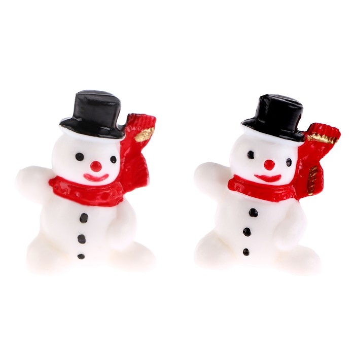 Миниатюра кукольная &laquo;Снеговик с шарфом&raquo;, набор 2 шт., размер 1 шт. &mdash; 3,3 &times; 2,7 см