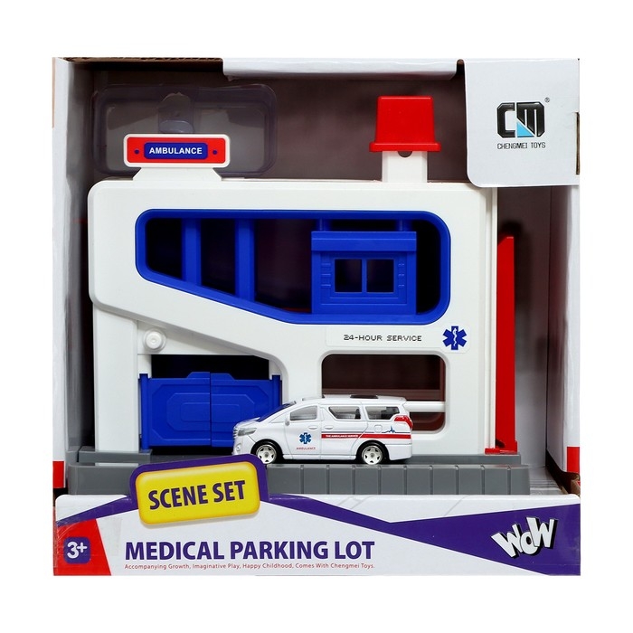Парковка &laquo;Скорая&raquo;, подъёмный механизм, 1 машинка в комплекте, МИКС