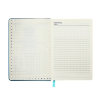 Ежедневник недатированный A5, 140л, клетка, кожзам, на резинке, желтый срез, Синий