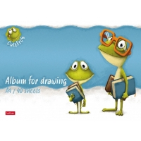 Альбом для рисования А4, 40 листов, на скрепке, "Лягушонок Ден", обложка мелованный картон, матовая ламинация, тиснение, блок 100 г/м², МИКС Альбом для рисования А4, 40 листов, на скрепке, "Лягушонок Ден", обложка мелованный картон, матовая ламинация, тиснение, блок 100 г/м², МИКС