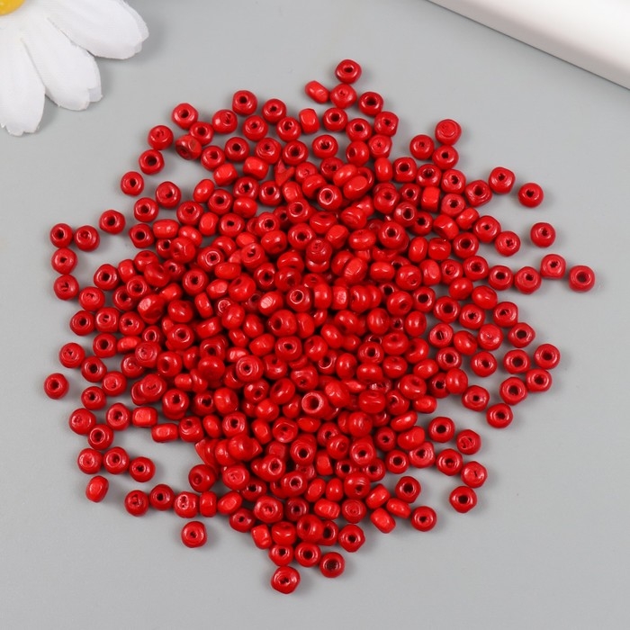 Бусины для творчества дерево "Красные" d=0,4 см набор 20 гр