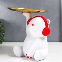 Сувенир полистоун подставка "Белый медвежонок в красных наушниках" d=17 см 18х12х15,5 см Сувенир полистоун подставка "Белый медвежонок в красных наушниках" d=17 см 18х12х15,5 см