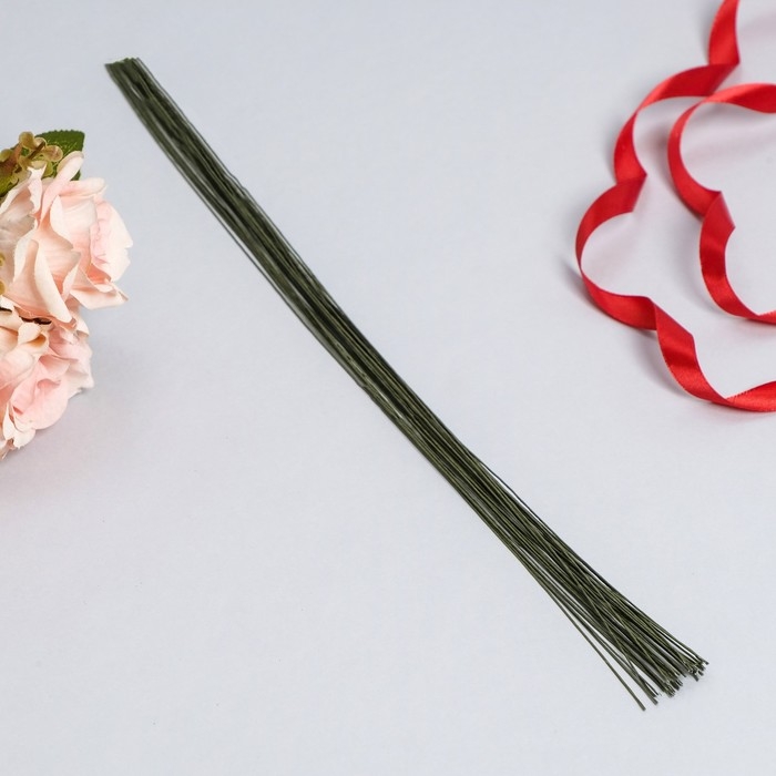 Флористическая проволока в бумажной оплётке Флористическая проволока в бумажной оплётке "Зелёная", длина 40 см, 0,55 мм, набор 30 шт