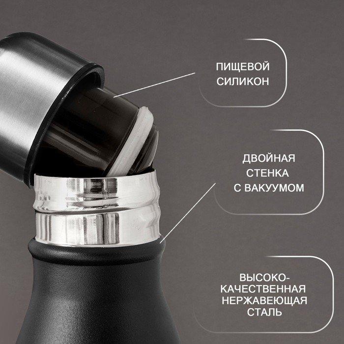 Термобутылка ONLYTOP, 500 мл, цвет чёрный Термобутылка ONLYTOP, 500 мл, цвет чёрный