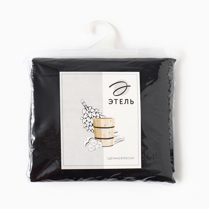 Полотенце для бани Этель, цв. чёрный, муж. килт, 75х144 см, 60% лён, 40% хл, 245 г/м2