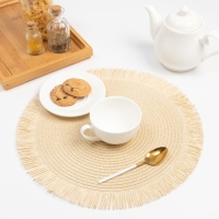 Набор салфеток 2 шт.Доляна "Бохо",цв.молочный, d 38 см Набор салфеток 2 шт.Доляна "Бохо",цв.молочный, d 38 см