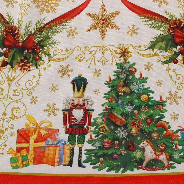 Скатерть новогодняя круглая Этель "Новогодние игрушки" d = 160 см, 100 % хлопок