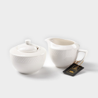 Набор фарфоровый сервировочный Wilmax &laquo;Юлия Высоцкая&raquo;, 2 предмета: сахарница 340 мл, молочник 280 мл, цвет белый