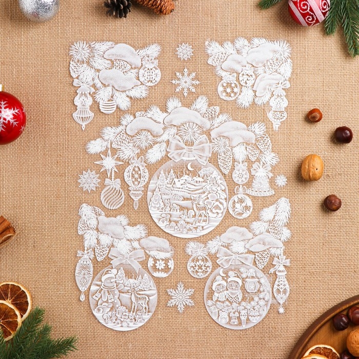 Набор наклеек оформительский Набор наклеек оформительский "Нарядный Новый Год" пластизоль, 49,3х33,6см