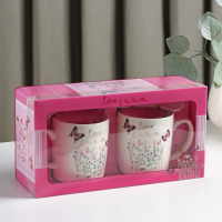 Набор кружек керамических с ложками &laquo;Весна&raquo;, 2 предмета: 200 мл, рисунок МИКС