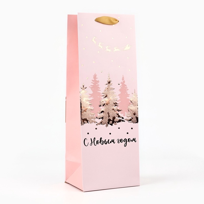 Пакет подарочный новогодний ламинированный под бутылку &laquo;Новогодний сюрприз&raquo;, 13 x 36 x 10