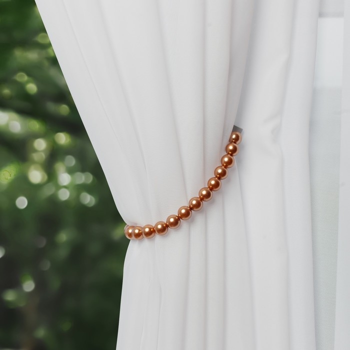 Подхват для штор &laquo;Бусы из жемчуга&raquo;, d = 1,5 см, 40 &plusmn; 1 см, цвет коричневый