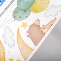 Наклейка пластик интерьерная цветная "Звери и воздушные шарики" 30х90 см набор 2 листа