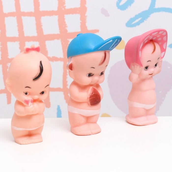 Набор игрушек - пищалок для купания в ванне "Пупсы" 3 шт, резиновые, 10 см