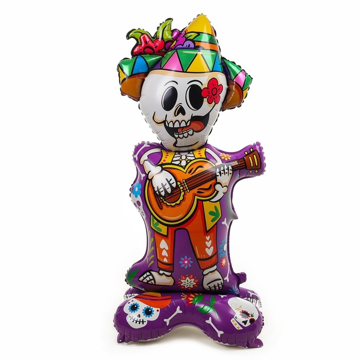 Шар фольгированный 49" &laquo;Скелет музыкант&raquo;, на подставке