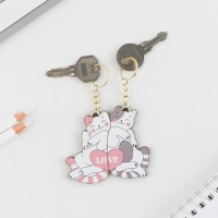 Брелок для ключей парный &laquo;Коты Love&raquo;, деревянный, 5,6 х 3,2