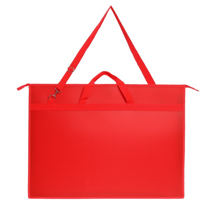 Папка для чертежей и рисунков А2, 650 х 480 х 50 мм, с ручками, пластиковая, молния сверху, плечевой ремень, красная Папка для чертежей и рисунков А2, 650 х 480 х 50 мм, с ручками, пластиковая, молния сверху, плечевой ремень, красная