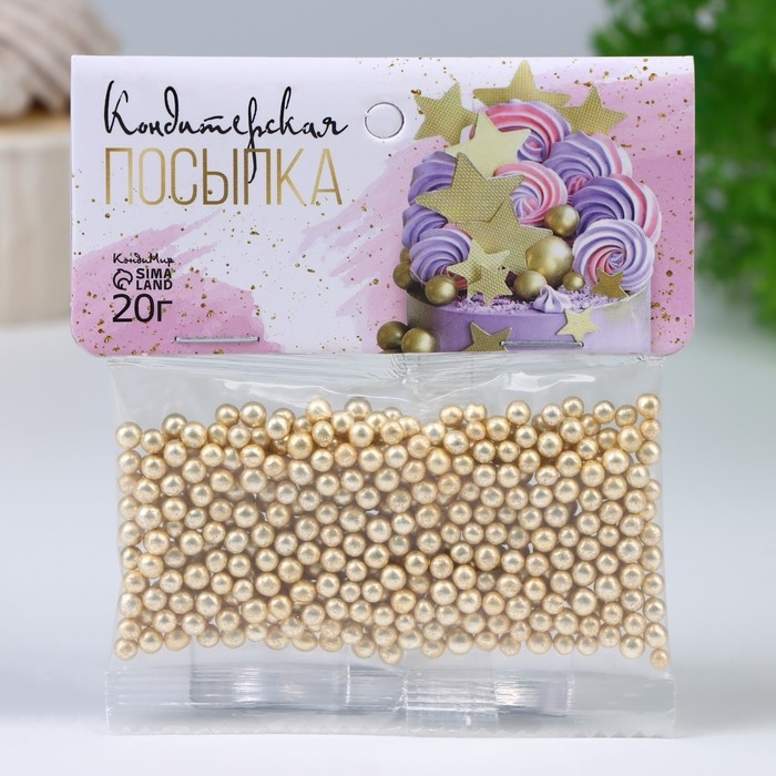 Кондитерский декор «Самый лучший день», 4 мм, золотая , 20 г Кондитерский декор «Самый лучший день», 4 мм, золотая , 20 г