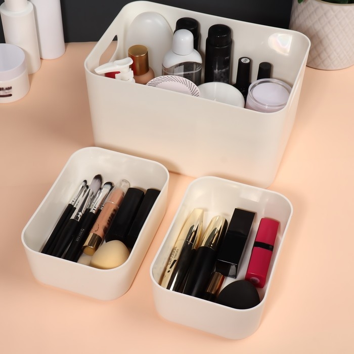 Набор органайзеров для хранения косметических принадлежностей &laquo;Korely&raquo;, 23,5 &times; 16,6 &times; 19,3 см, цвет слоновая кость