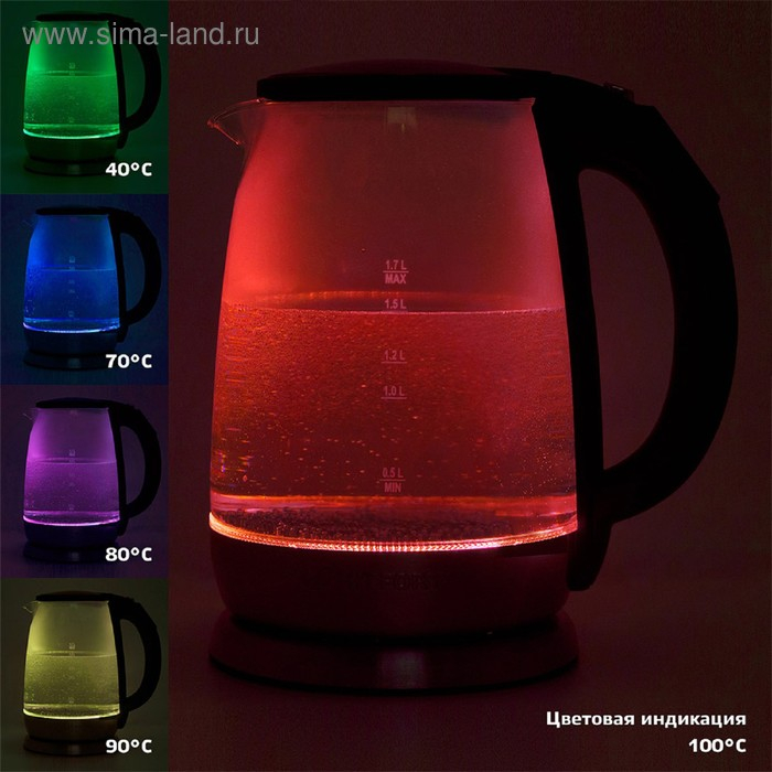 Чайник электрический Kitfort КТ-628, металл, 1.7 л, 2200 Вт, регулировка t°, серебристый Чайник электрический Kitfort КТ-628, металл, 1.7 л, 2200 Вт, регулировка t°, серебристый