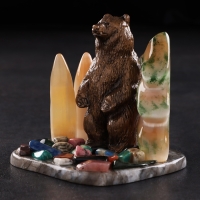 Сувенир "Стоячий мишка с елкой", селенит