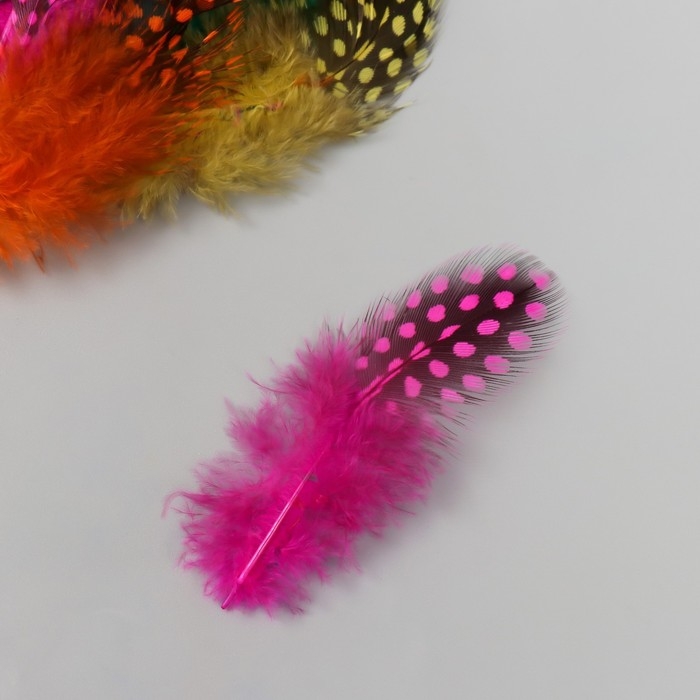 Перо декоративное фазана "Горошек" набор 15 шт h=8-13 см