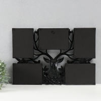 Фоторамка пластик на 5 фото 10х15 "Благородный олень" темное серебро 48х33х2,5 см