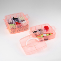 Швейный набор, 75 предметов, в трёхъярусном боксе, 16 &times; 15 &times; 12,5 см, цвет МИКС