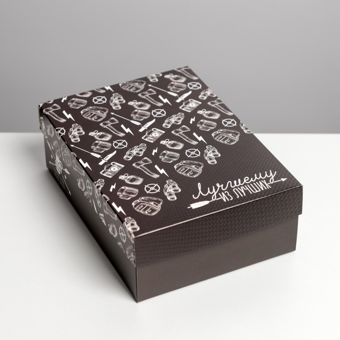 Коробка подарочная складная, упаковка, &laquo;Лучшему мужику&raquo;, 21 х 15 х 7 см