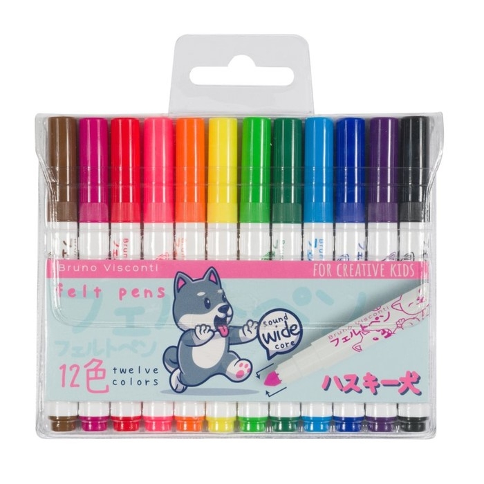 Фломастеры с утолщённым стержнем 12 цветов Joycolor Mini, в пластиковом кармане, МИКС Фломастеры с утолщённым стержнем 12 цветов Joycolor Mini, в пластиковом кармане, МИКС