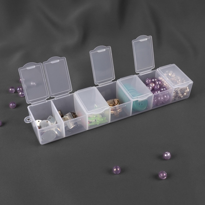 Контейнер для хранения мелочей, 19 &times; 4,5 &times; 3 см, с наклейками, цвет прозрачный